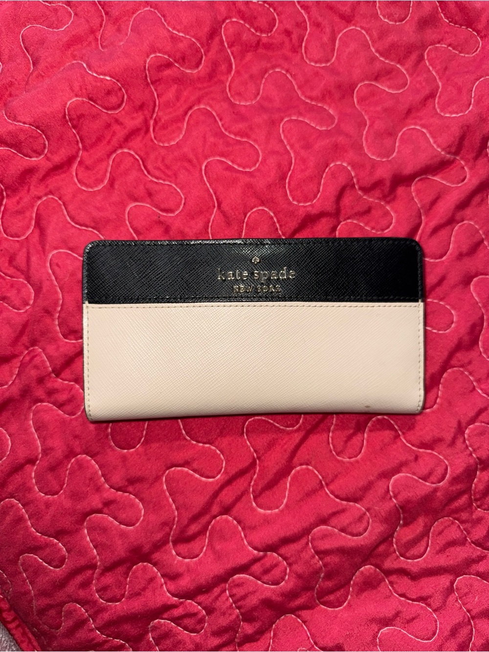 kate spade Two-Tone Black and Cream Slim Continental Wallet
